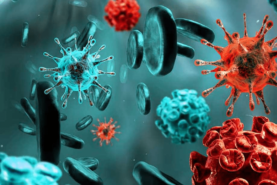 Патогени та віруси під мікроскопом, що можуть викликати інфекції та впливати на імунітет і роботу травної системи