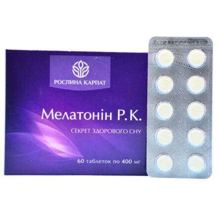 Упаковка та блістер таблеток Мелатонін Р.К. від Рослина Карпат.