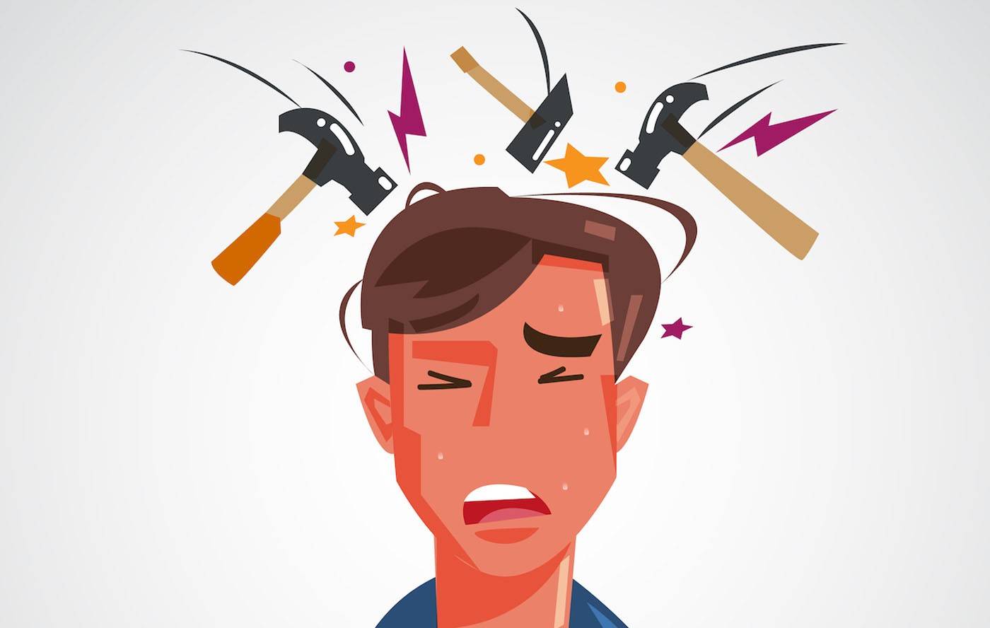 Схематичне зображення головного болю та внутрішнього напруження в голові