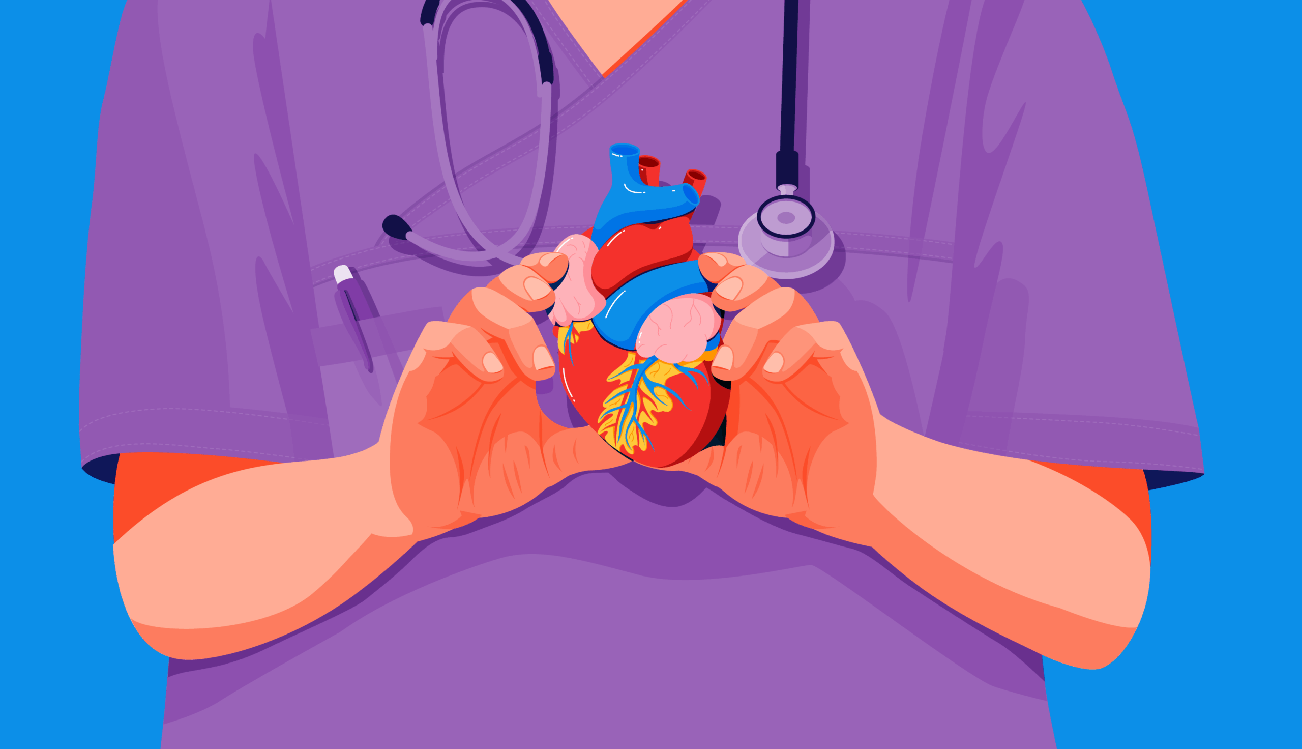 Медичний працівник тримає модель серця в руках, демонструючи важливість здорової лімфатичної та серцево-судинної системи.