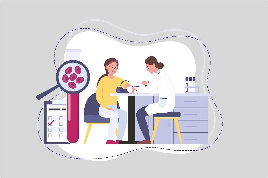 Забір крові у пацієнта для аналізу та перевірки клітин крові в лабораторії