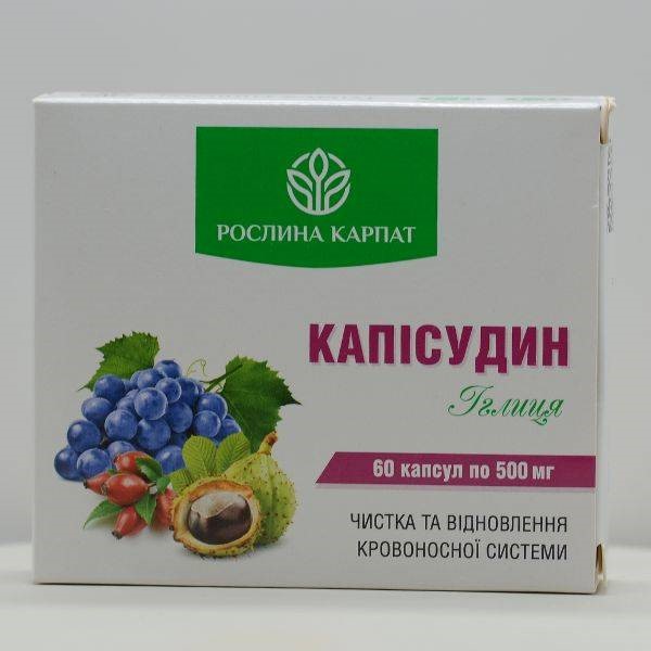 Капісудин Рослина Карпат — капсули для очищення та відновлення кровоносної системи, 60 капсул по 500 мг