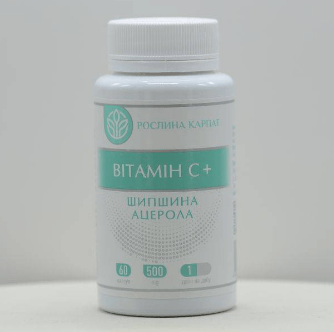 Вітамін C+ з шипшиною та ацеролою — добавка для підтримки імунітету та організму.